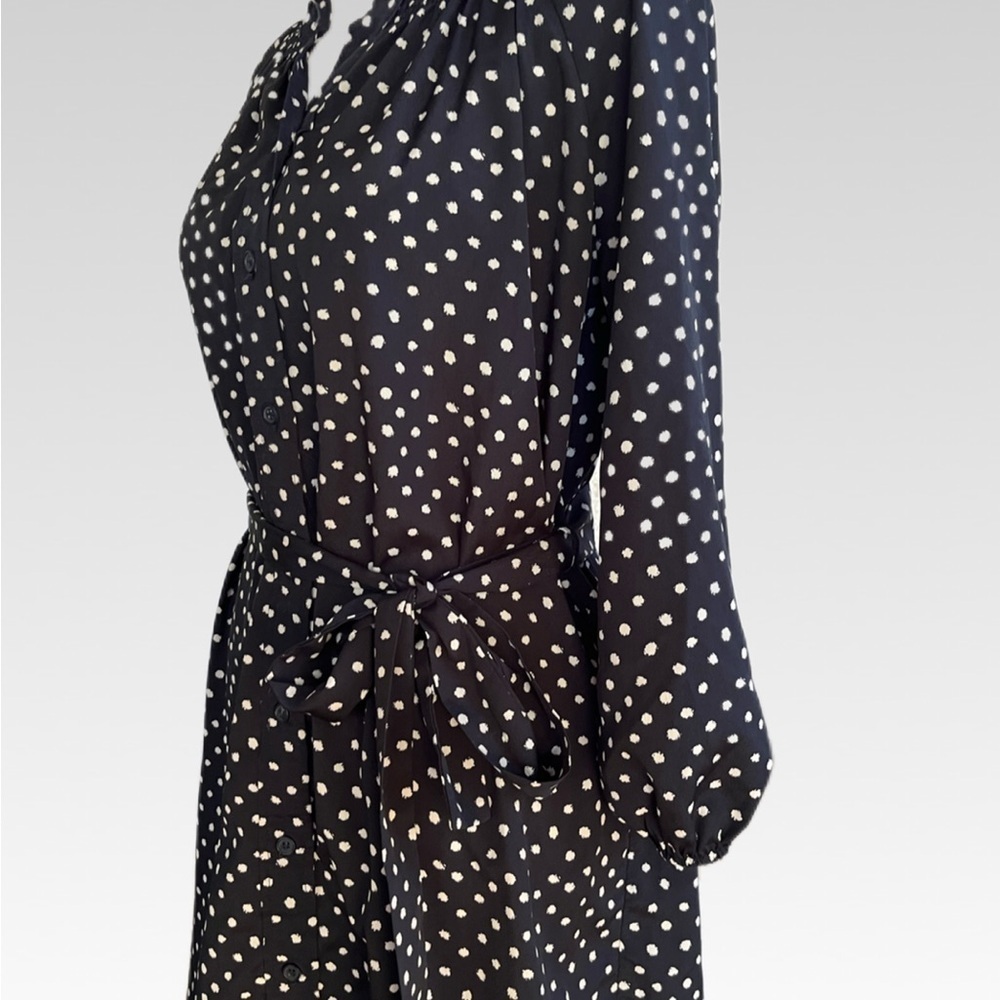 Maeve long Sleeve Dress in Black with White Dots
